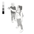 Vector illustration of standing children.